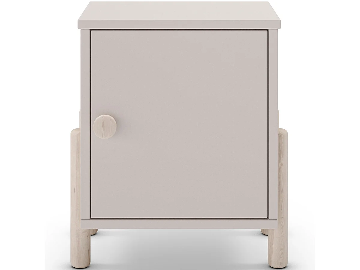 Table de chevet enfant 1 porte en bois beige - Bastien