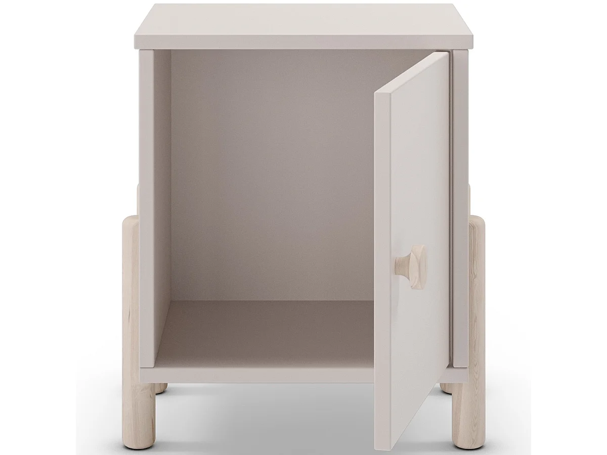 Table de chevet enfant 1 porte en bois beige - Bastien