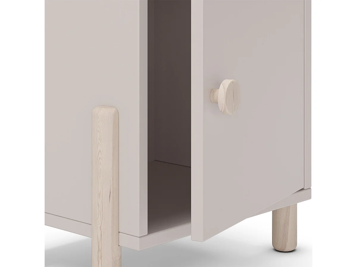 Table de chevet enfant 1 porte en bois beige - Bastien