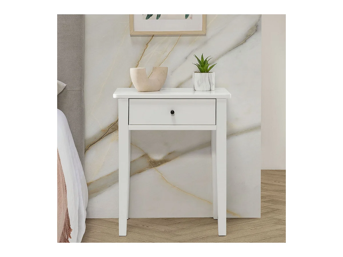Table de chevet 1 tiroir en bois blanc - Stan