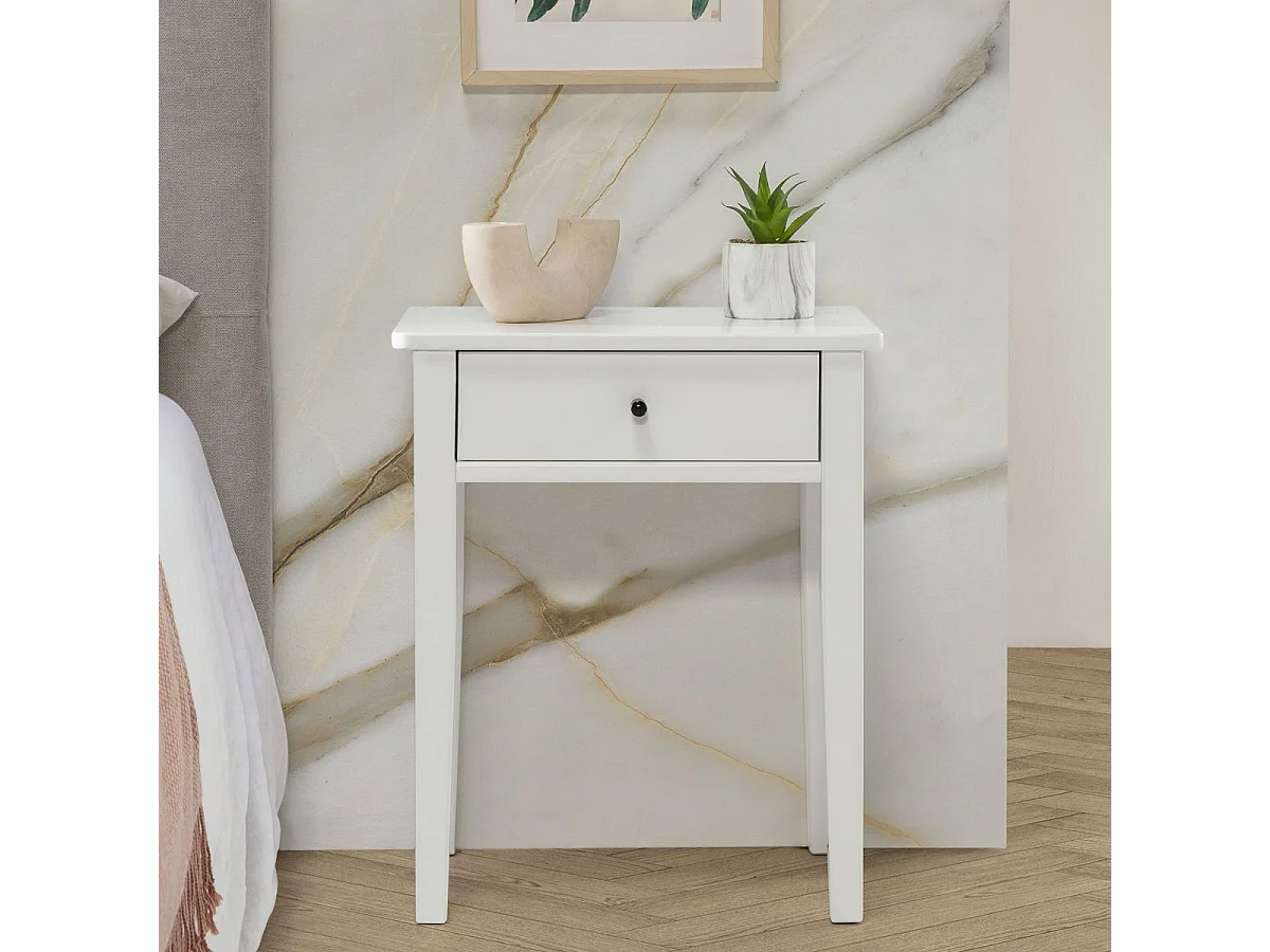 Table de chevet 1 tiroir en bois blanc - Stan