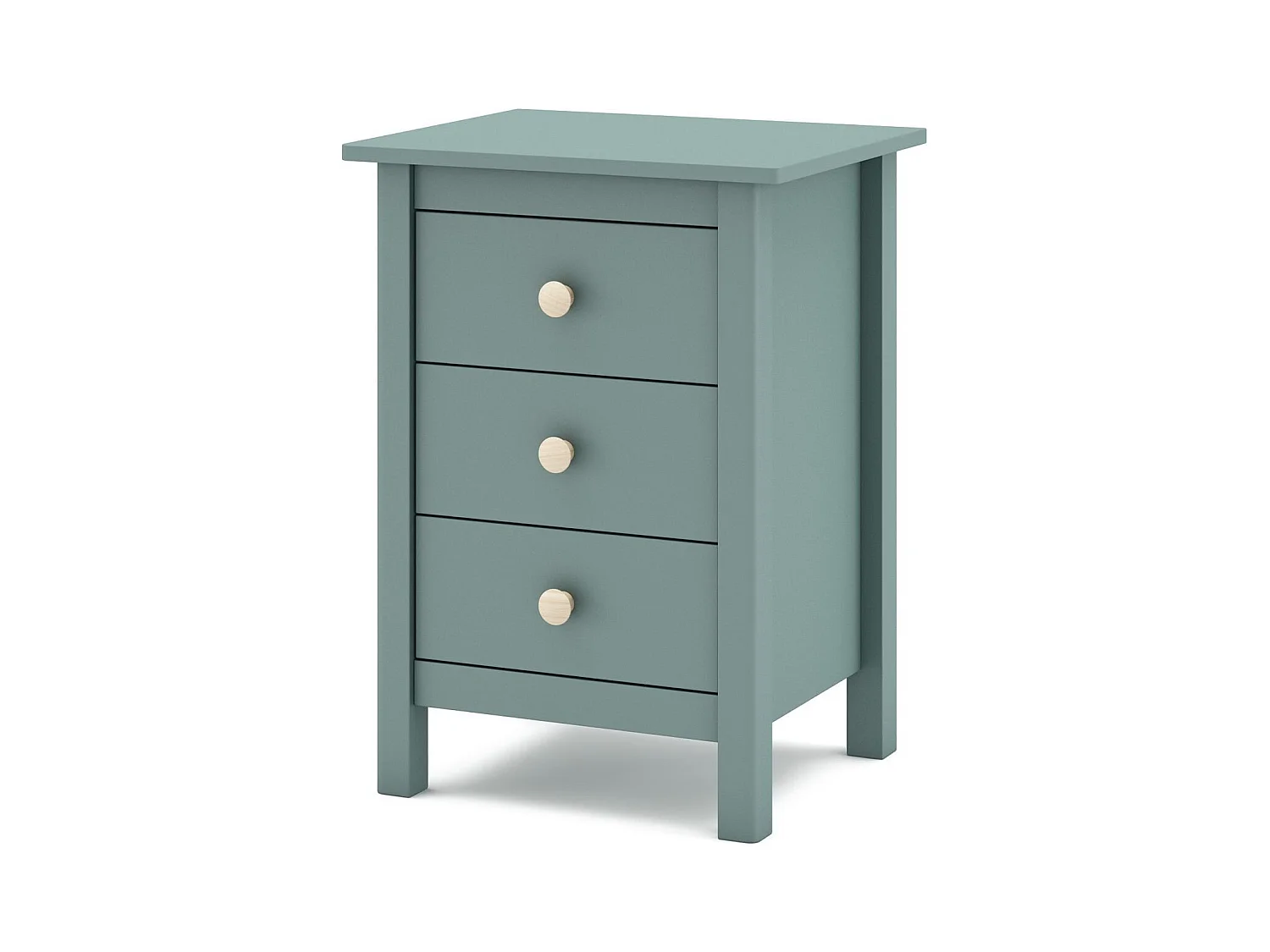 Table de chevet enfant 3 tiroirs en bois massif vert pétrole - Melvin
