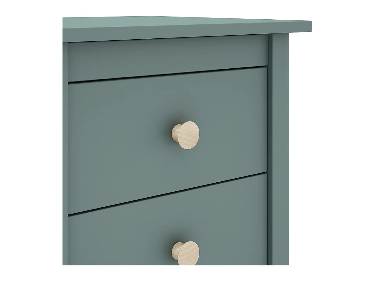 Table de chevet enfant 3 tiroirs en bois massif vert pétrole - Melvin