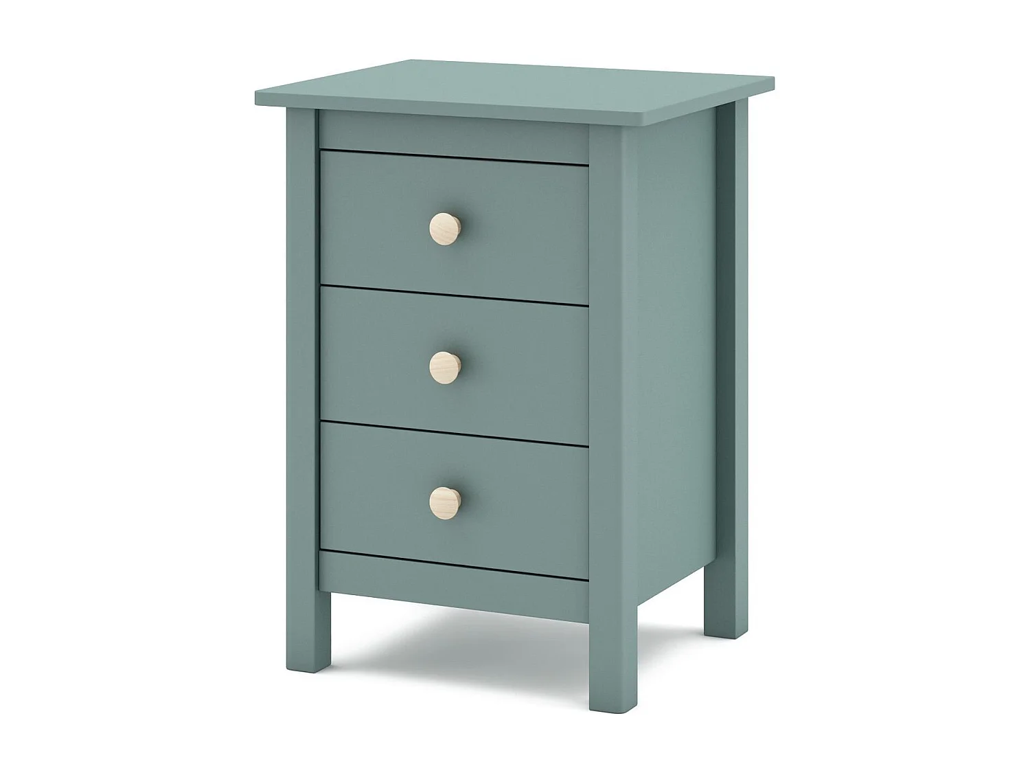 Table de chevet enfant 3 tiroirs en bois massif vert pétrole - Melvin