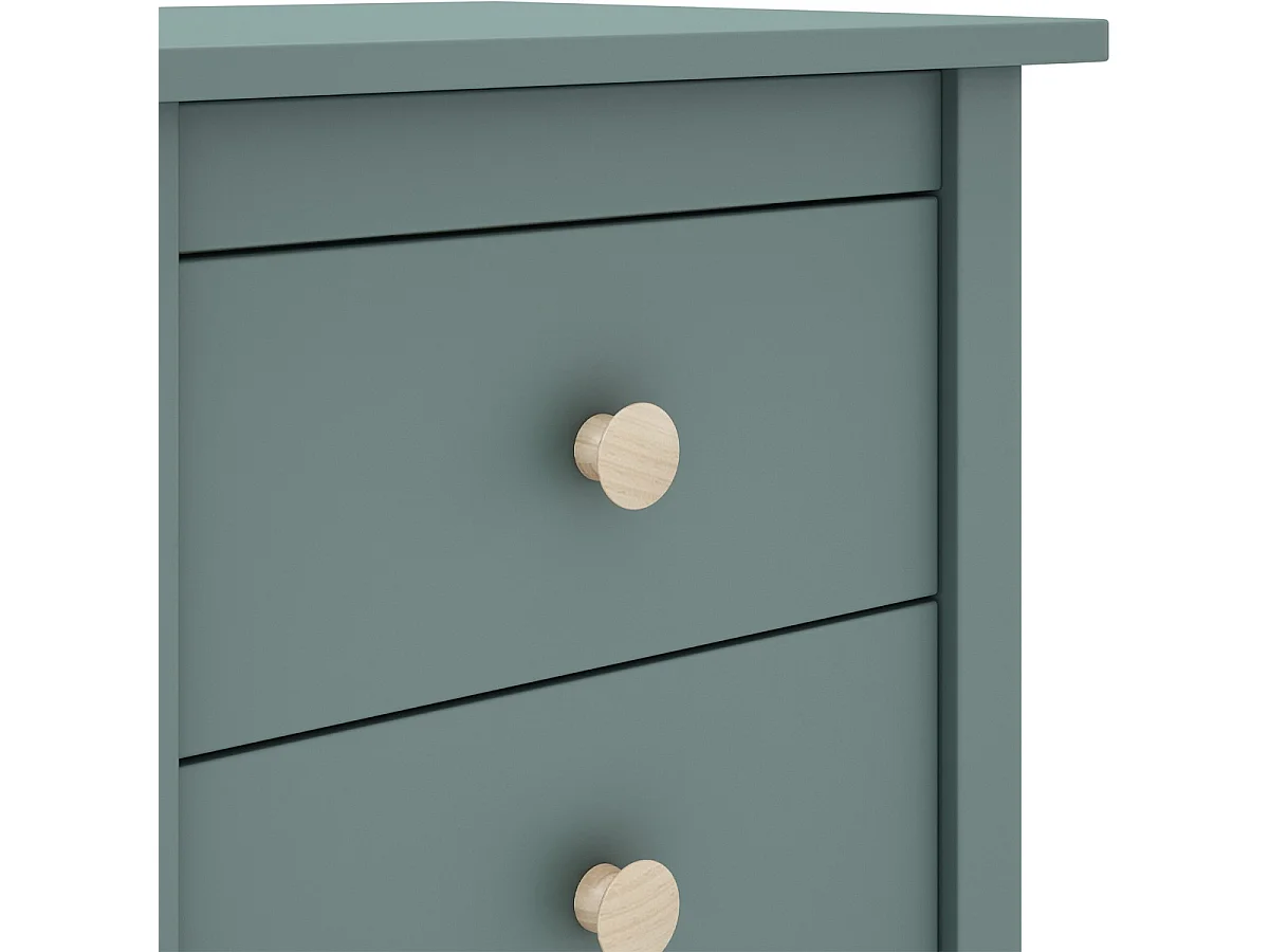 Table de chevet enfant 3 tiroirs en bois massif vert pétrole - Melvin