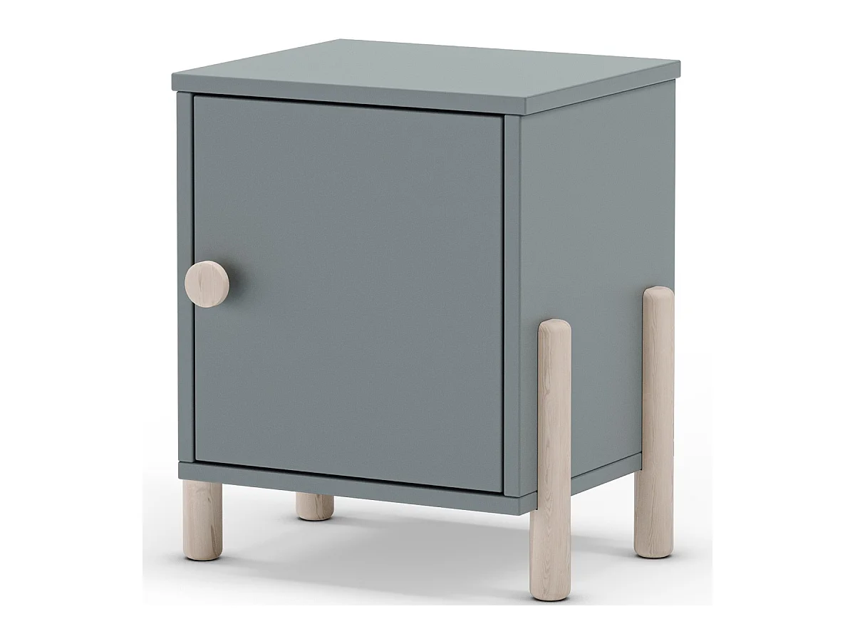 Table de chevet enfant 1 porte en bois vert kaki - Bastien