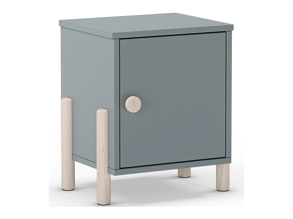 Table de chevet enfant 1 porte en bois vert kaki - Bastien