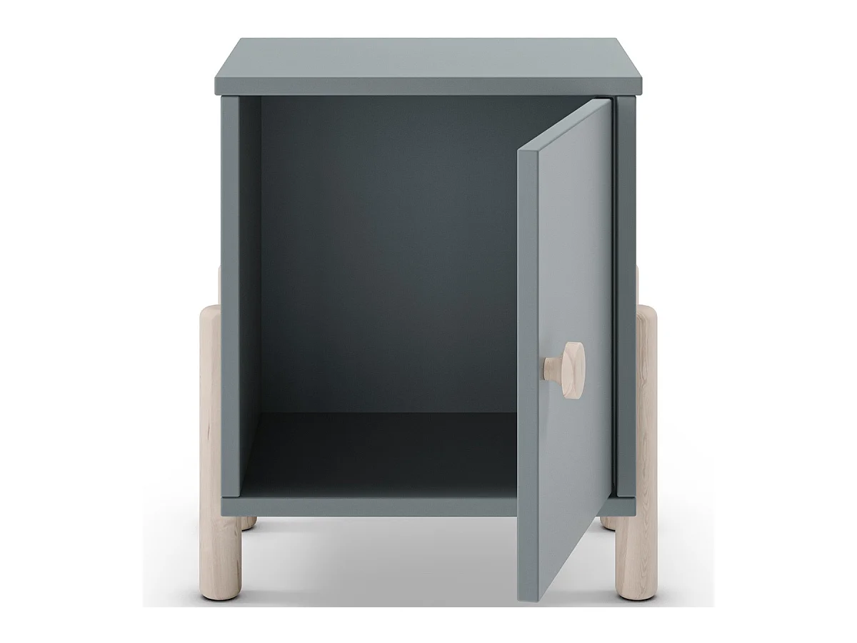 Table de chevet enfant 1 porte en bois vert kaki - Bastien