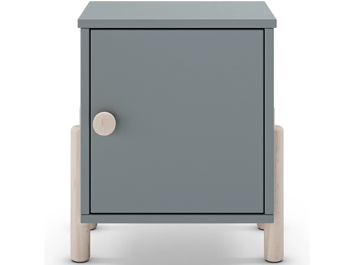 Table de chevet enfant 1 porte en bois vert kaki - Bastien