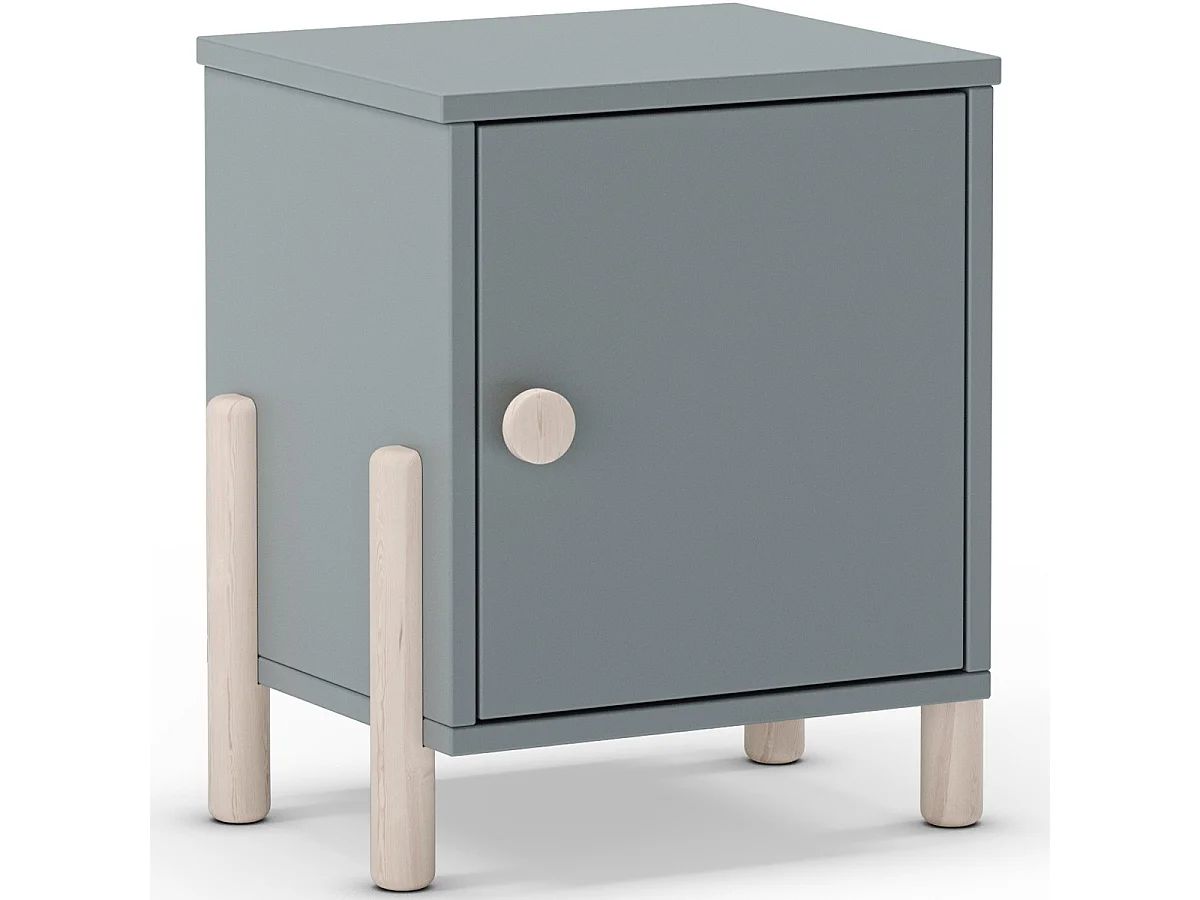 Table de chevet enfant 1 porte en bois vert kaki - Bastien