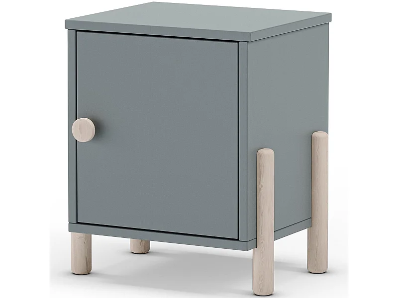 Table de chevet enfant 1 porte en bois vert kaki - Bastien