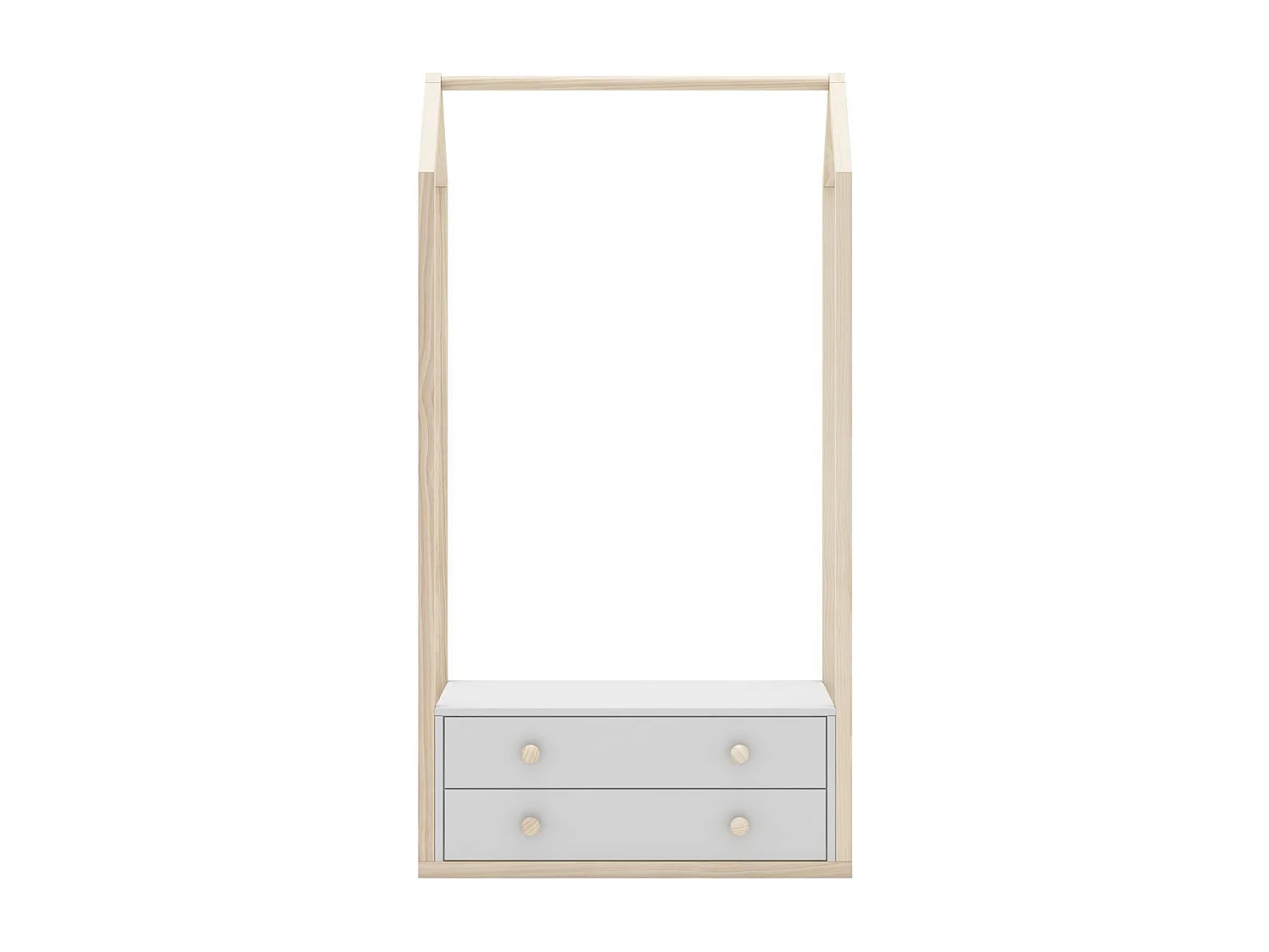 Penderie cabane enfant 2 tiroirs en bois blanc 80 cm - Elise