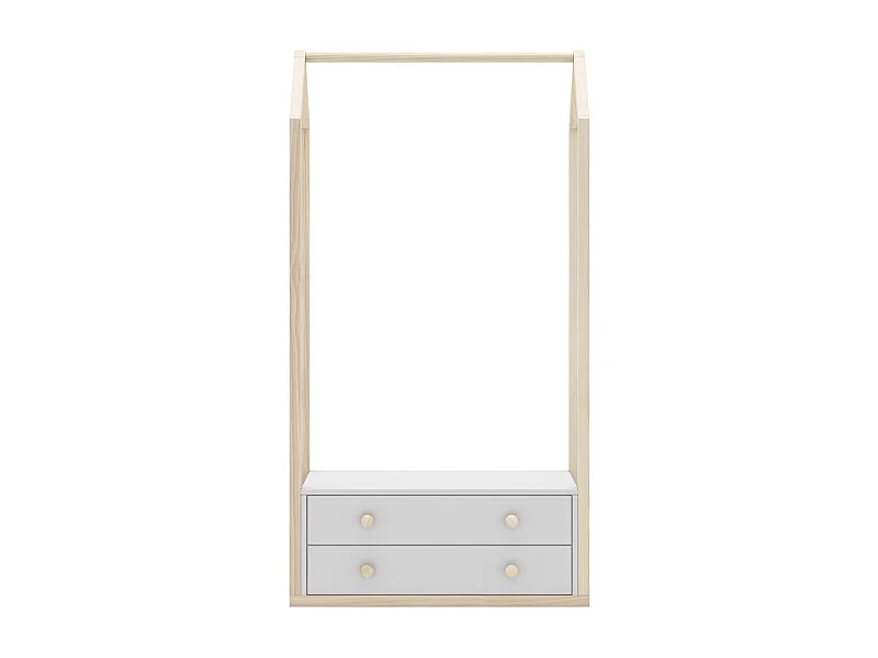 Penderie cabane enfant 2 tiroirs en bois blanc 80 cm - Elise