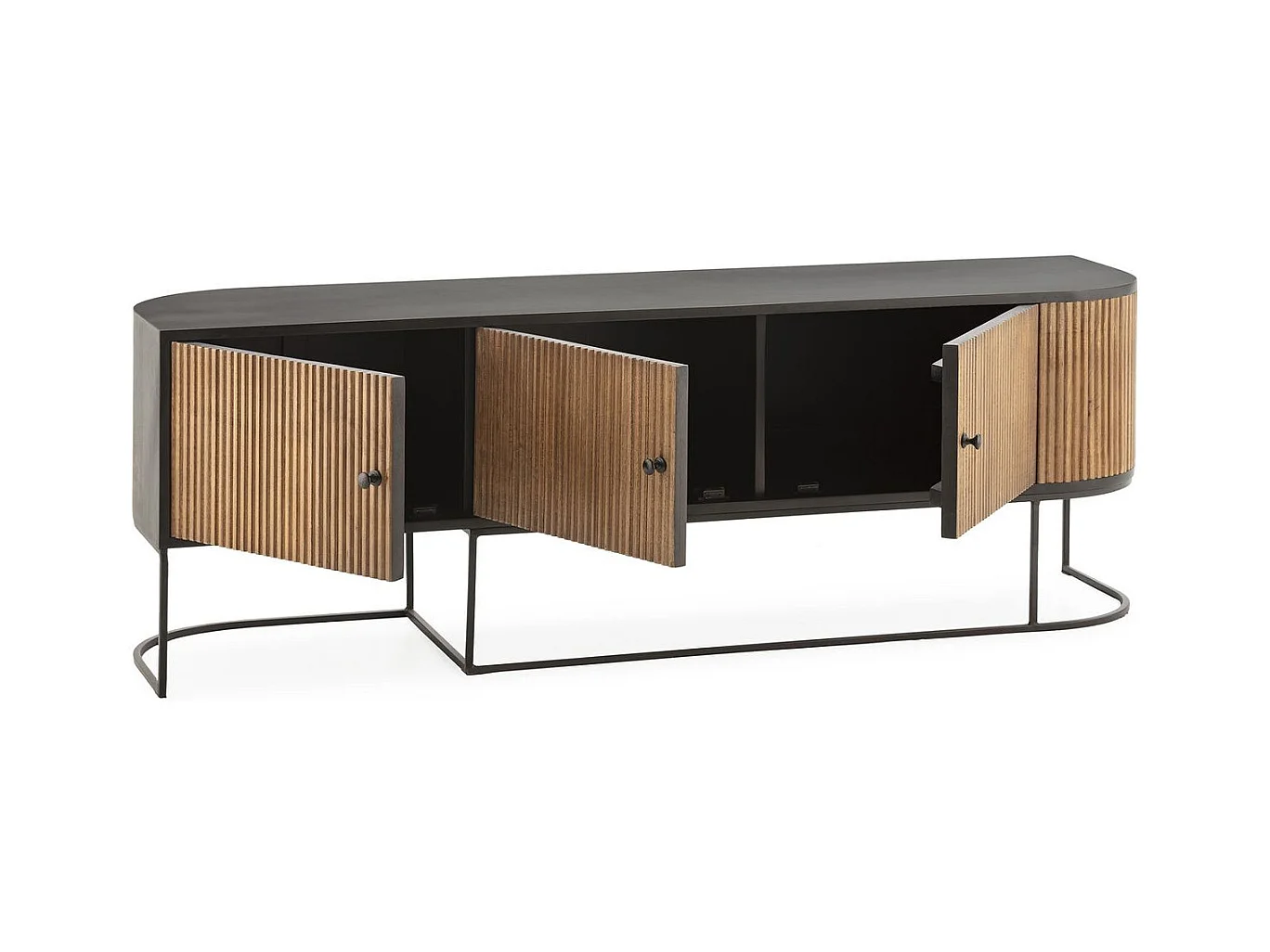 Meuble Tv 3 portes en bois de manguier 160 cm - Cyrus