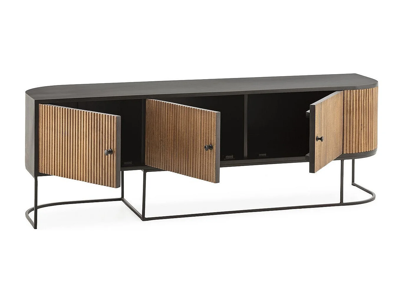 Meuble TV 3 portes en bois de manguier 160 cm - Cyrus