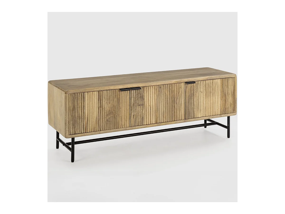 Meuble TV 4 portes en bois de manguier 145 cm - Sanja