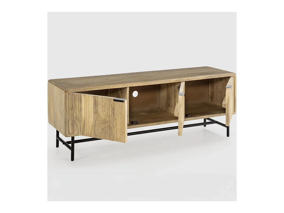 Meuble TV 4 portes en bois de manguier 145 cm - Sanja