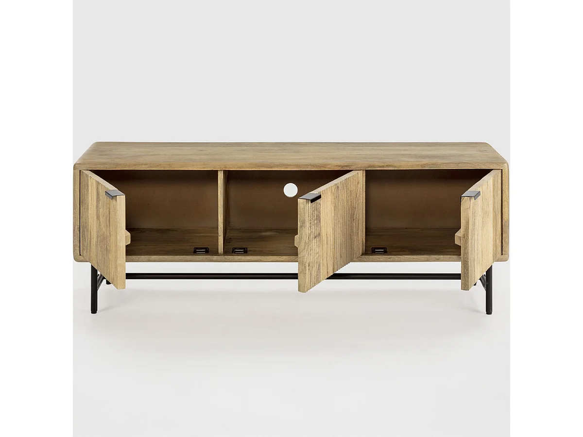 Meuble TV 4 portes en bois de manguier 145 cm - Sanja