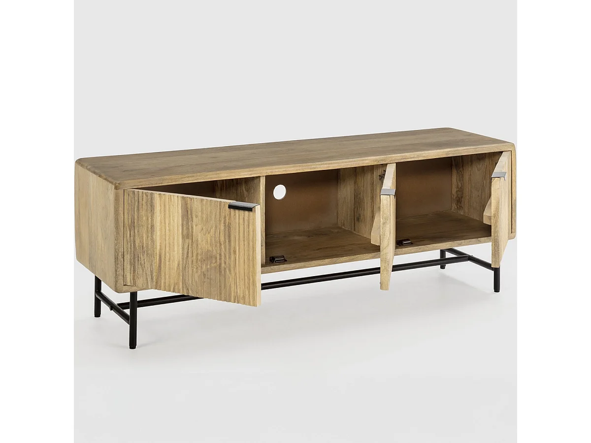 Meuble TV 4 portes en bois de manguier 145 cm - Sanja