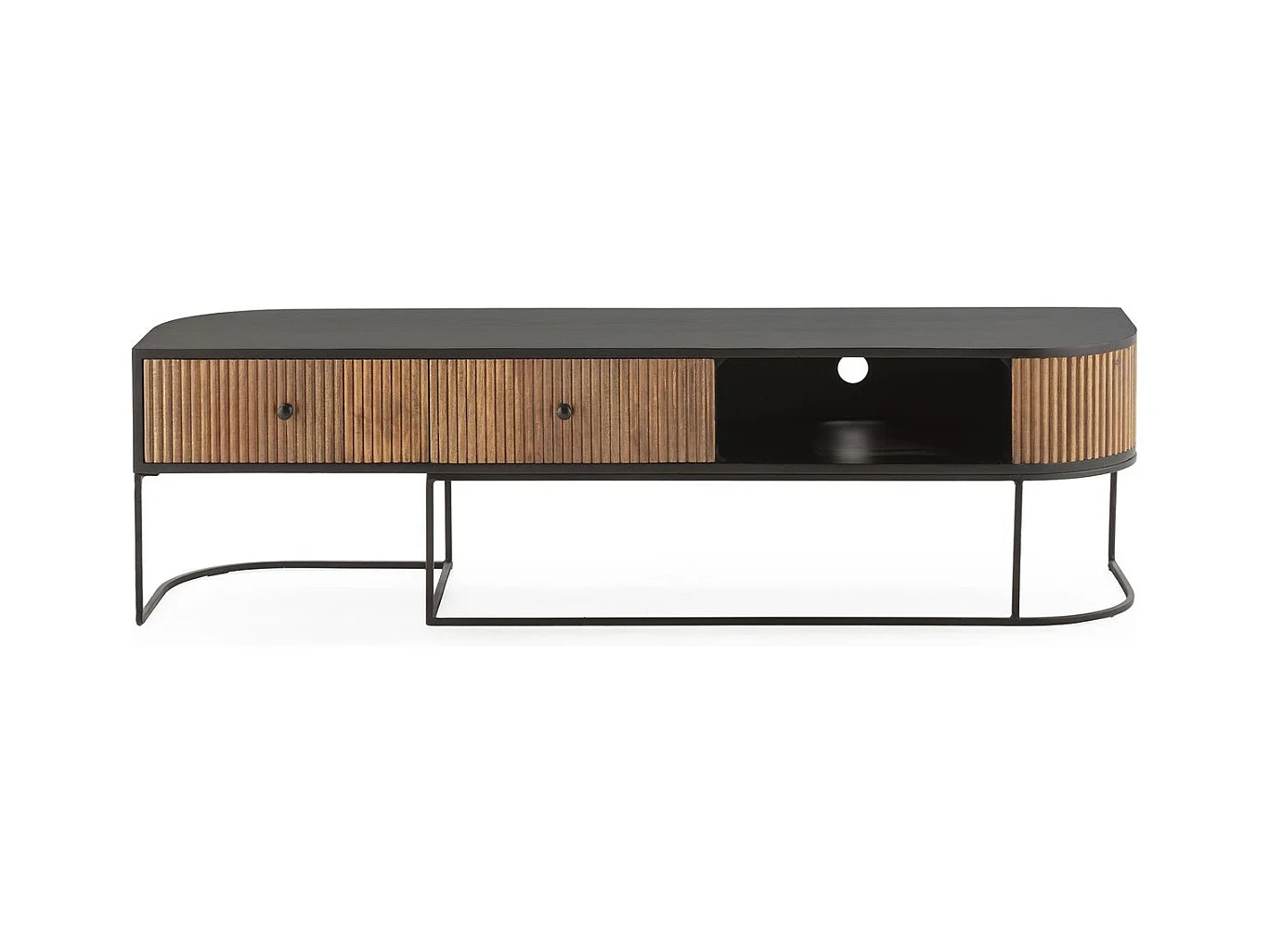 Meuble TV 2 tiroirs en bois de manguier 160 cm - Cyrus