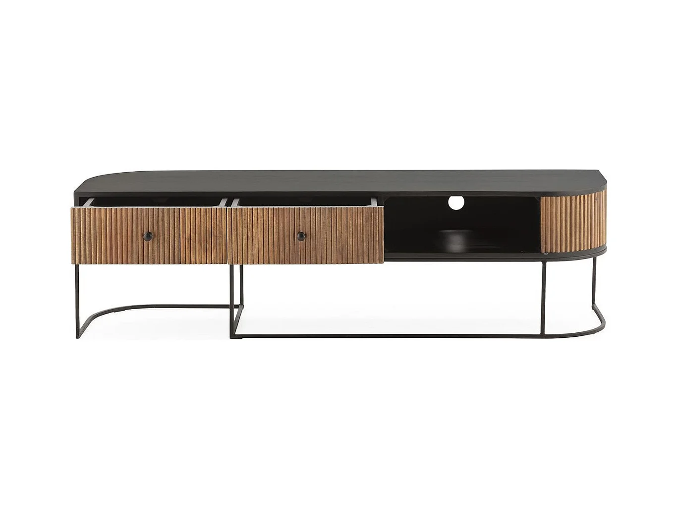 Meuble TV 2 tiroirs en bois de manguier 160 cm - Cyrus