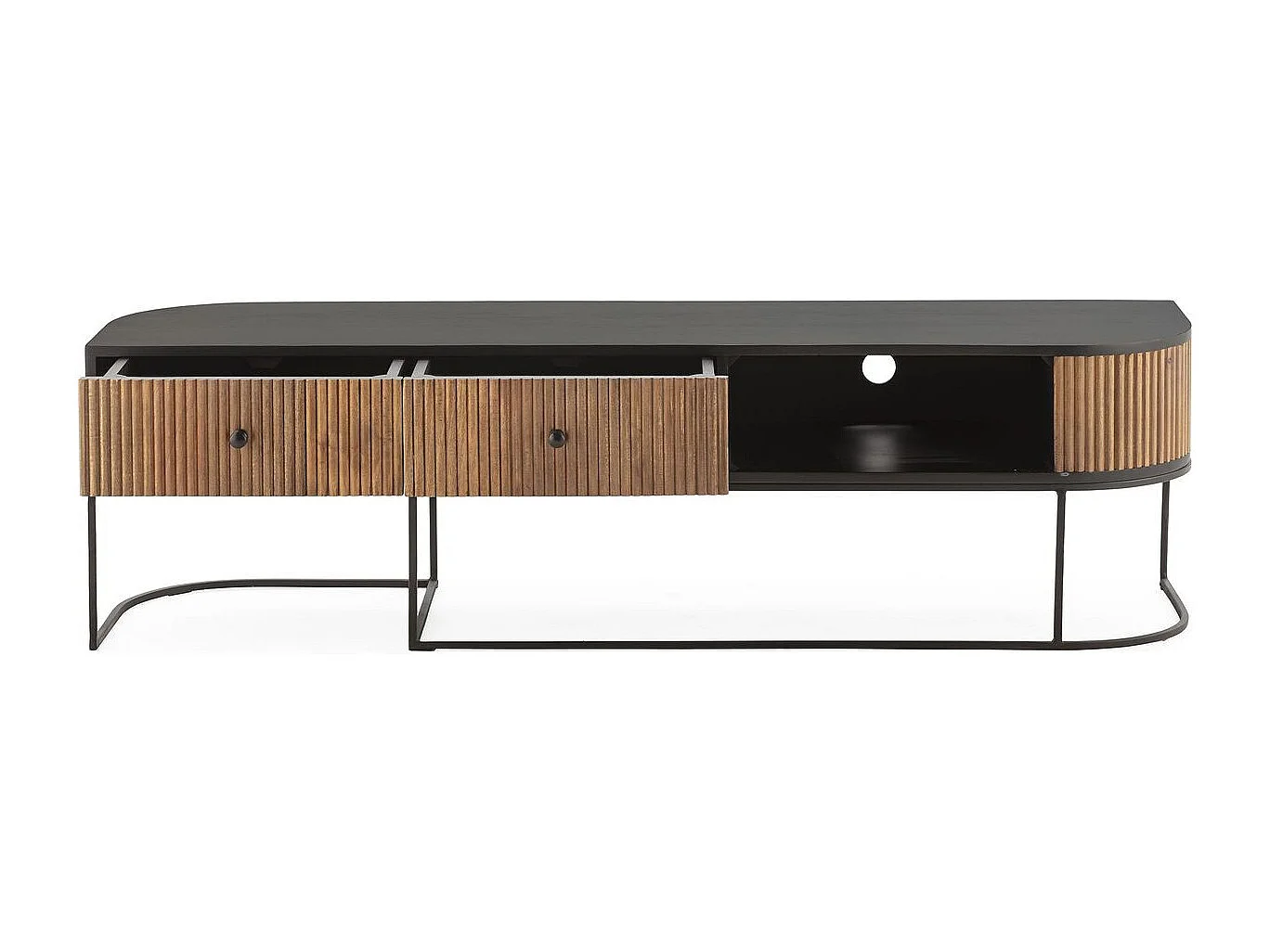 Meuble TV 2 tiroirs en bois de manguier 160 cm - Cyrus