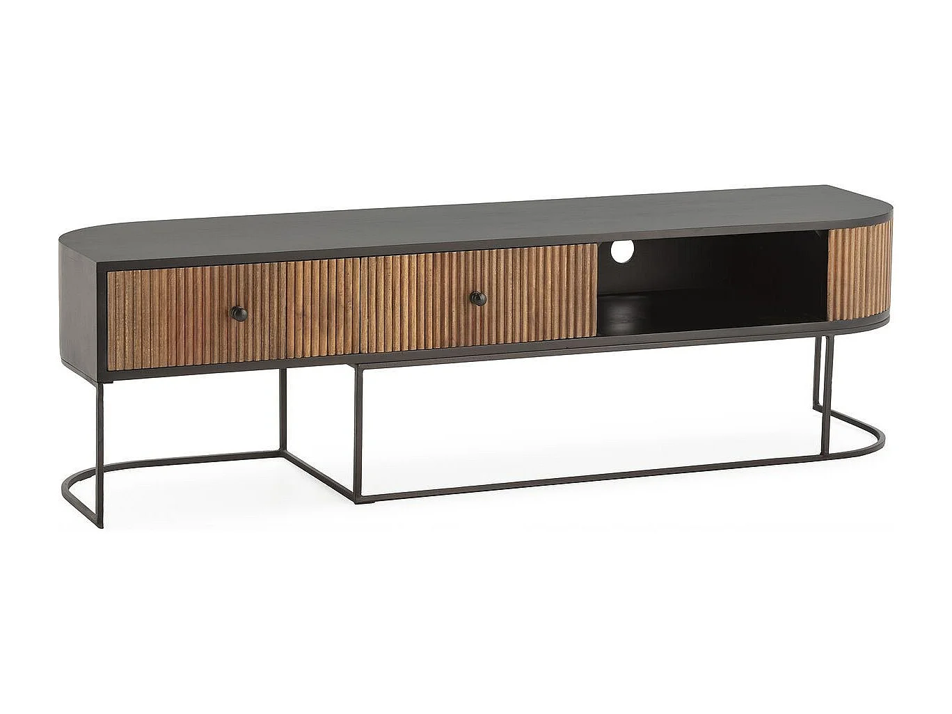 Meuble TV 2 tiroirs en bois de manguier 160 cm - Cyrus