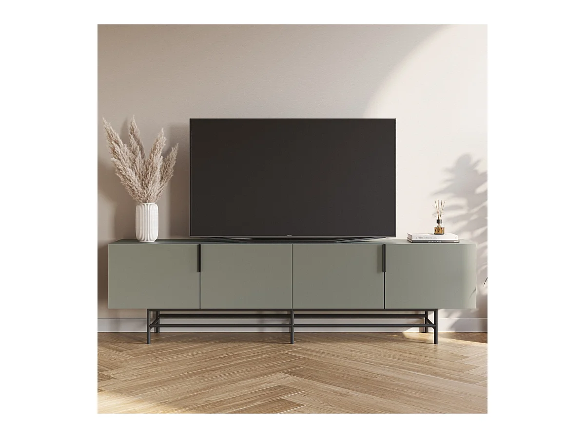 Meuble Tv 4 portes vert 200 cm - Clea