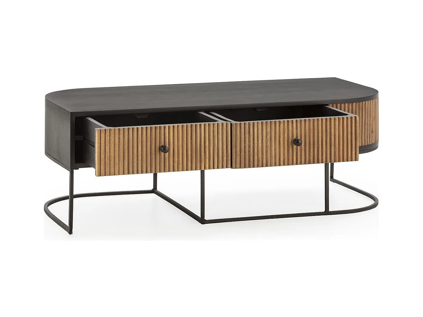 Meuble Tv 2 tiroirs en bois de manguier 120 cm - Cyrus