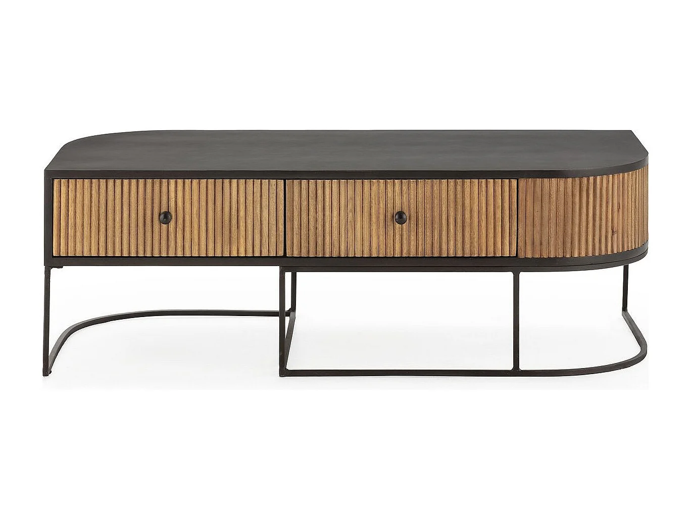 Meuble TV 2 tiroirs en bois de manguier 120 cm - Cyrus