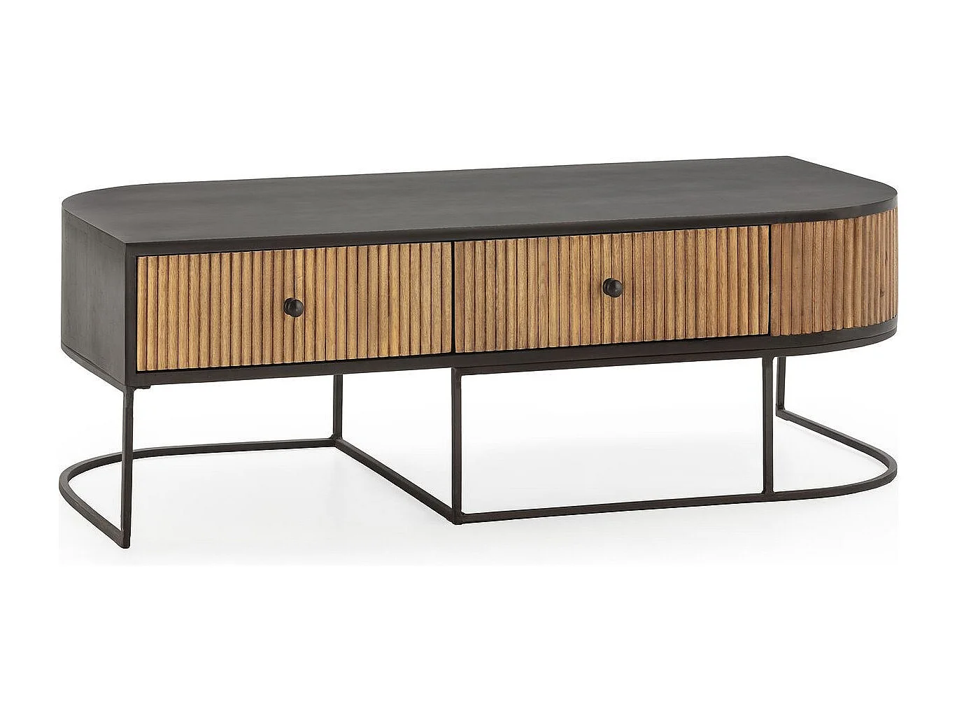 Meuble TV 2 tiroirs en bois de manguier 120 cm - Cyrus