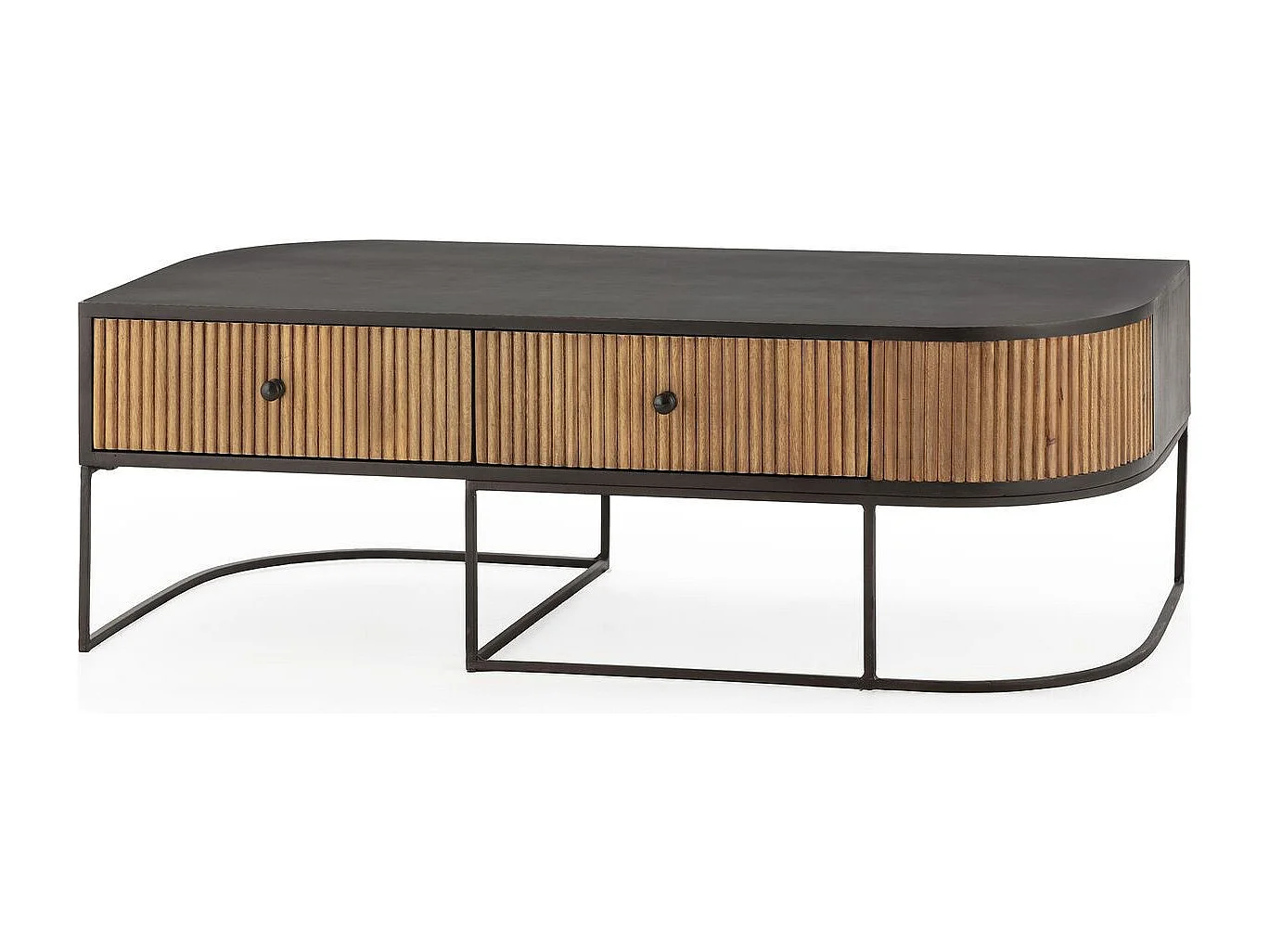 Meuble TV 2 tiroirs en bois de manguier 120 cm - Cyrus