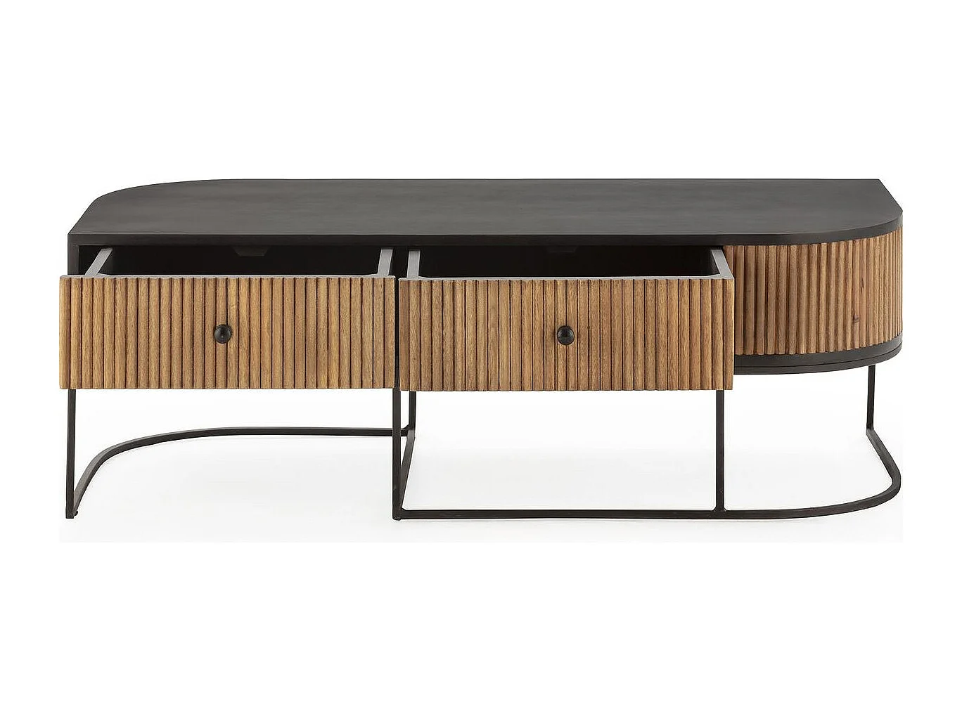 Meuble TV 2 tiroirs en bois de manguier 120 cm - Cyrus