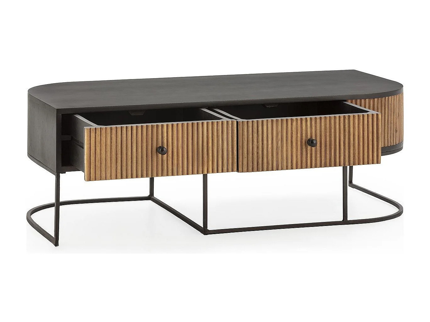 Meuble TV 2 tiroirs en bois de manguier 120 cm - Cyrus