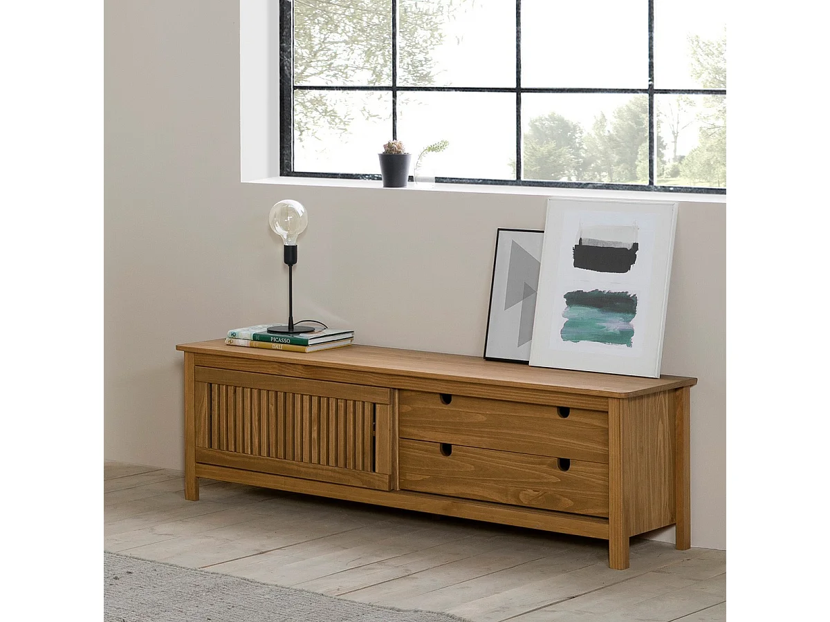 Tv-meubel Bruna - 158x40x49.5cm - Bruin