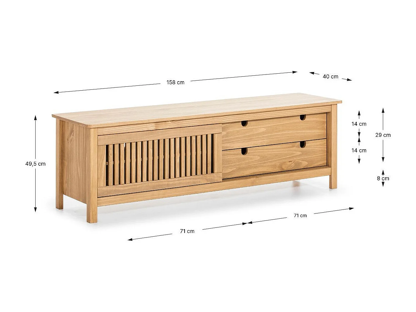 Tv-meubel Bruna - 158x40x49.5cm - Bruin