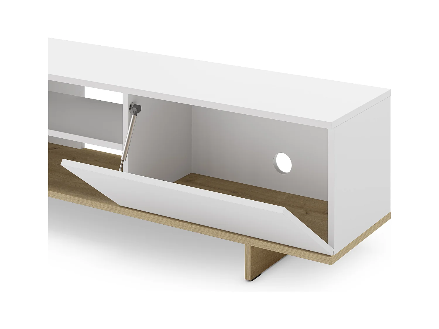 Meuble TV 1 porte et décor chêne 160 cm - Alicia