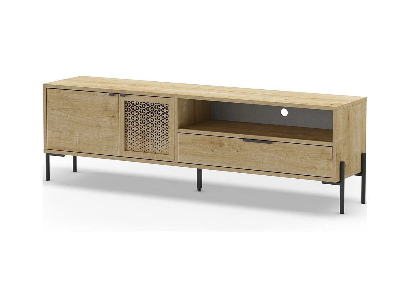 Meuble Tv 2 portes 1 tiroir effet chêne 164 cm - Corto