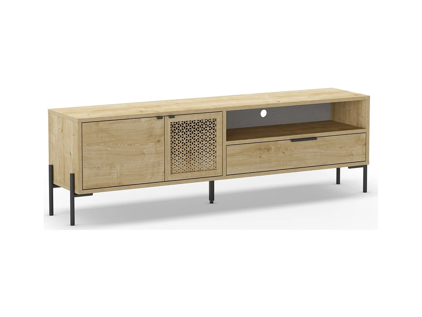 Meuble Tv 2 portes 1 tiroir effet chêne 164 cm - Corto