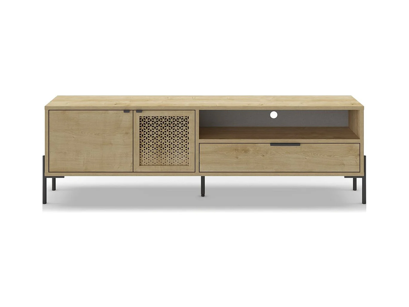 Meuble Tv 2 portes 1 tiroir effet chêne 164 cm - Corto
