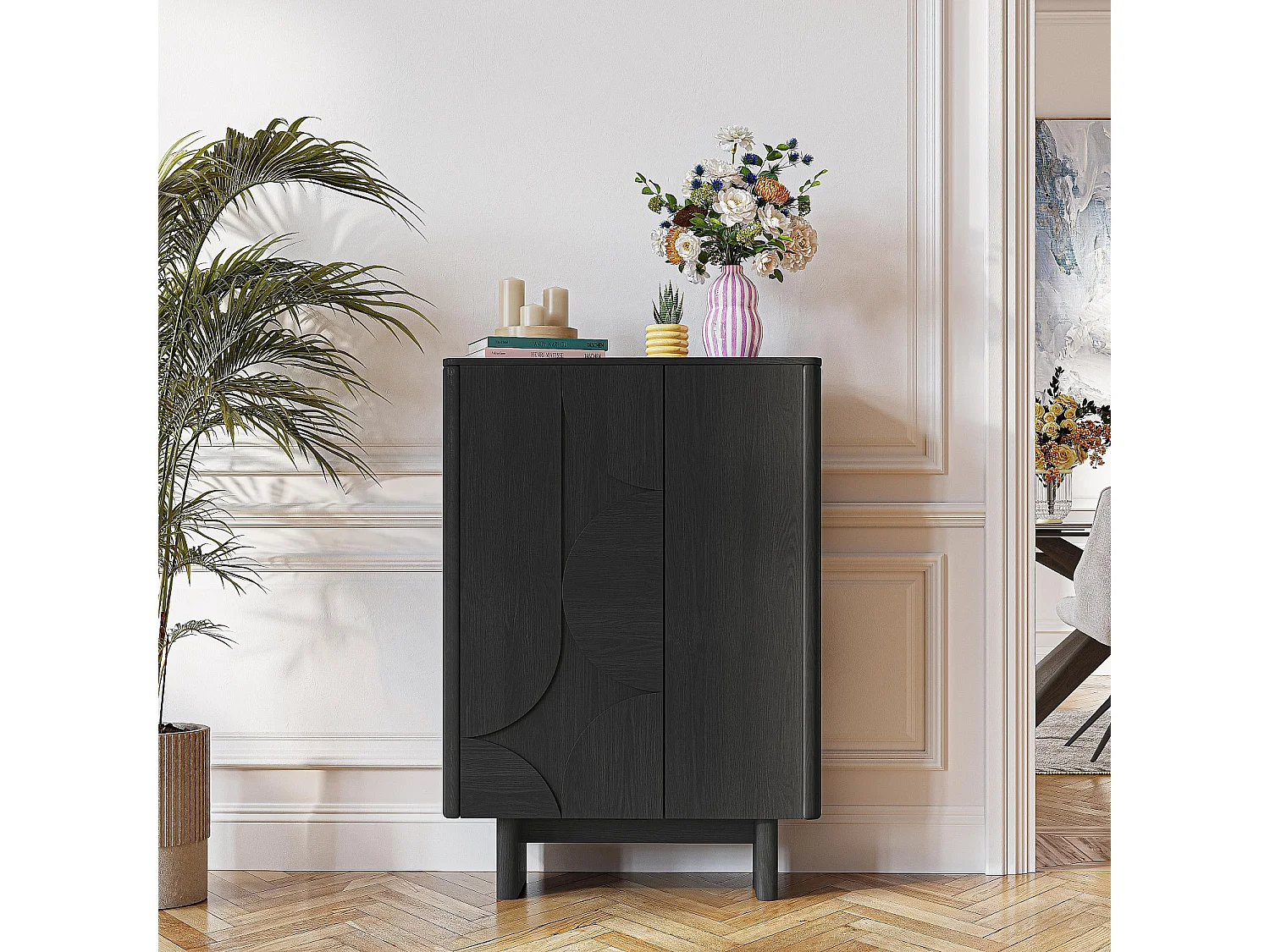 Habitat - Buffet haut 2 portes en frêne - Noir - Design by Hélèna Pille - Milord