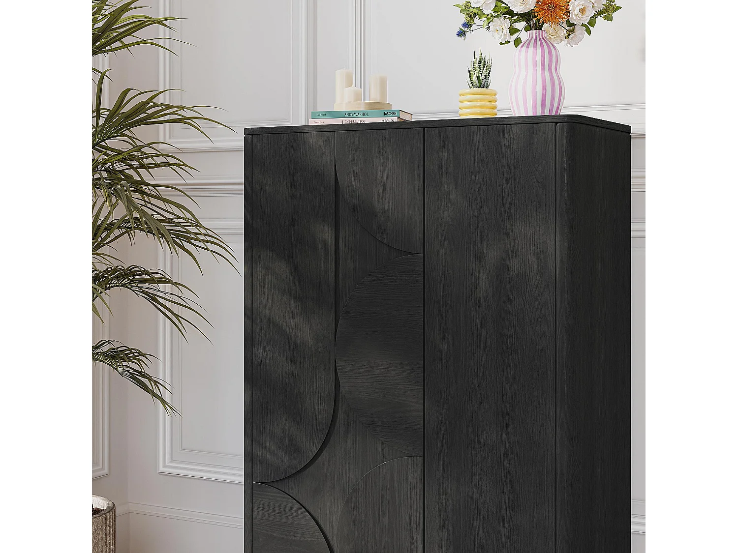Buffet haut 2 portes en frêne - Noir - Design by Hélèna Pille