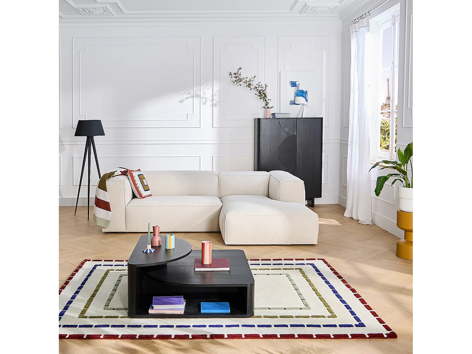 Buffet haut 2 portes en frêne - Noir - Design by Hélèna Pille