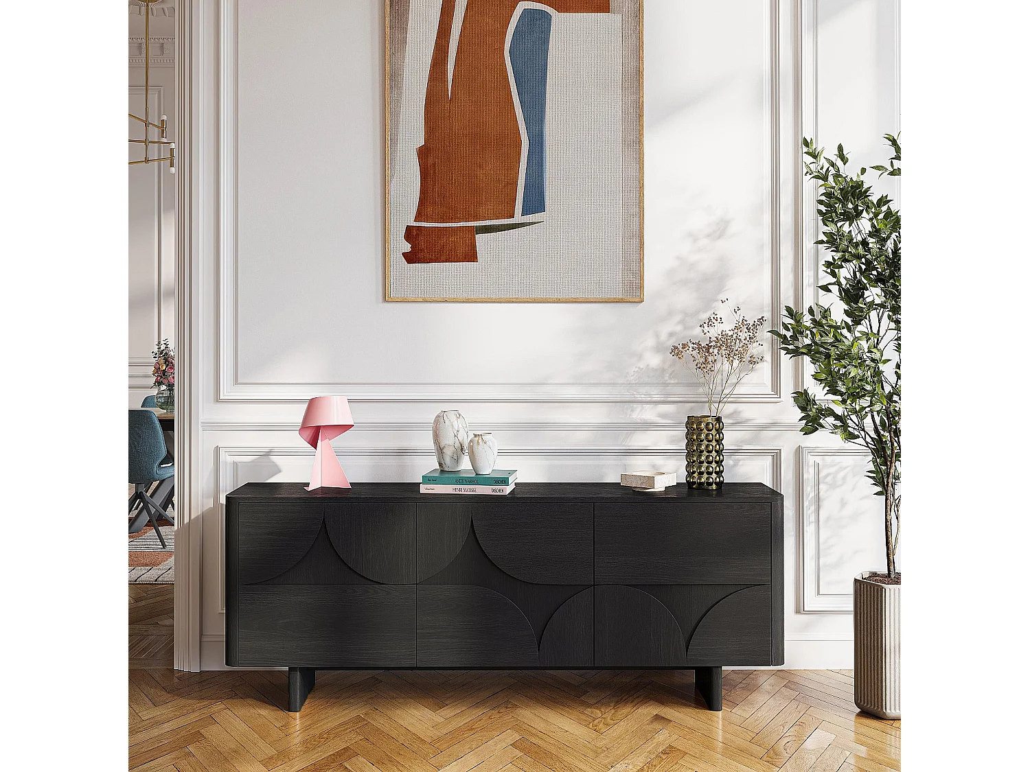 Habitat - Buffet bas 3 portes en frêne - Noir - Design by Hélèna Pille - Milord