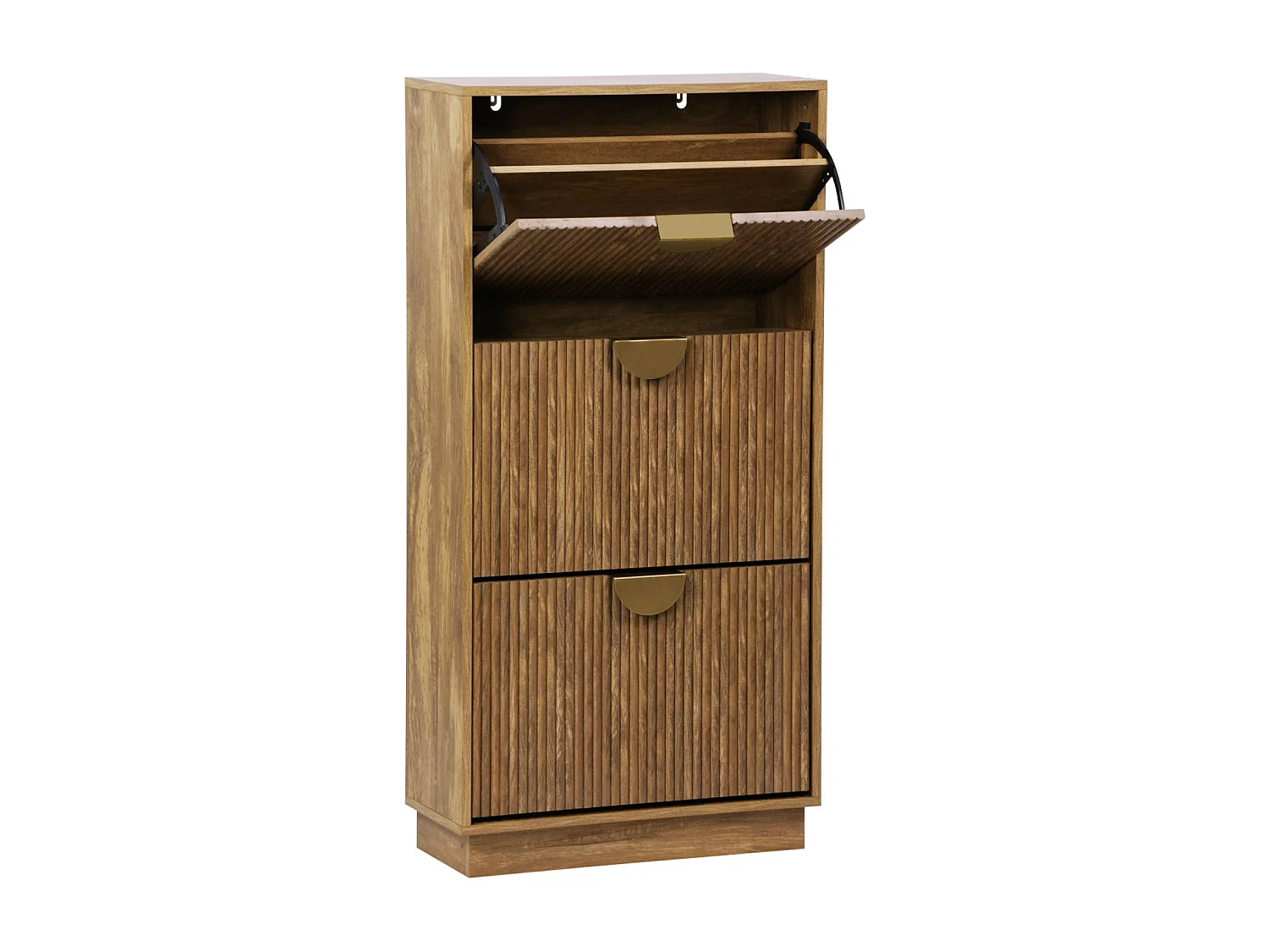 Scarpiera effetto legno di mango scanalato 3 cassetti