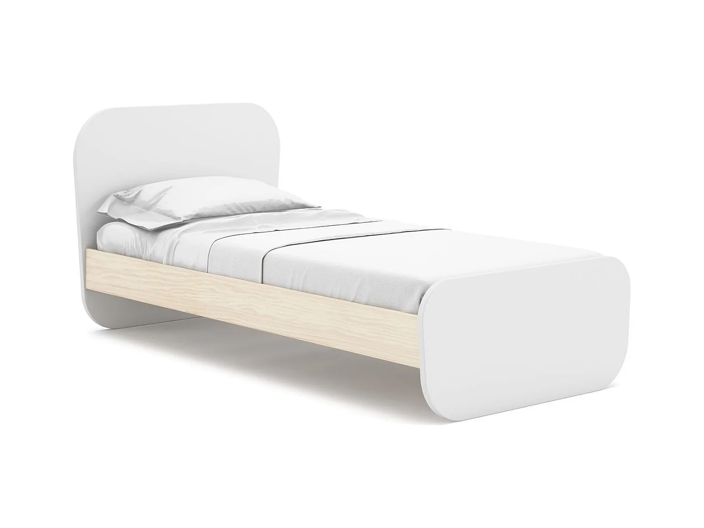 Lit enfant 90x190 cm avec tête de lit en bois blanc - Elise