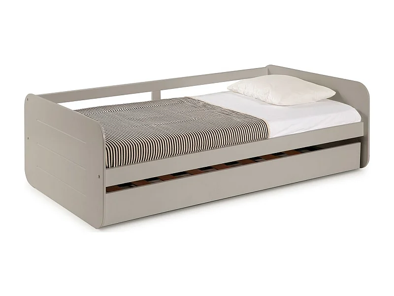 Lit gigogne enfant 90x190 cm en bois gris - Felix