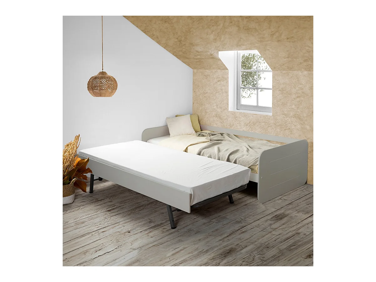 Lit gigogne enfant 90x190 cm en bois gris - Felix
