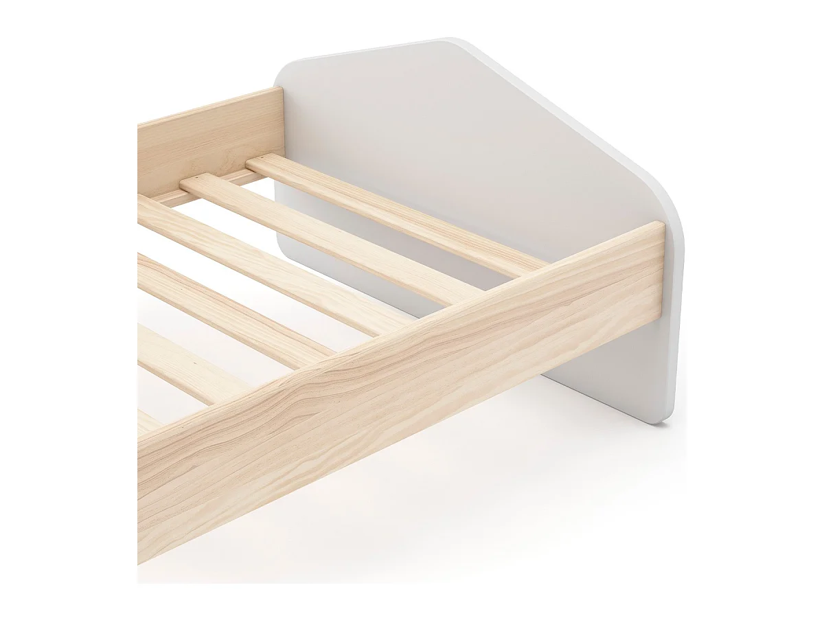 Lit enfant 90x190 cm avec tête de lit en bois blanc - Lucy