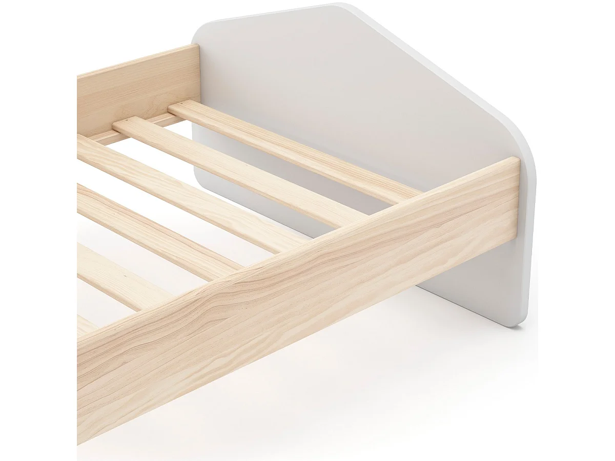 Lit enfant 90x190 cm avec tête de lit en bois blanc - Lucy